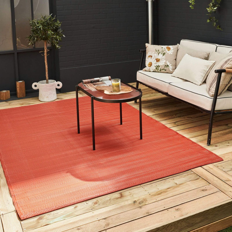 Urban Collection Outdoor Rug Plain Design in Terra, Rectangle 180 x 270 cm
