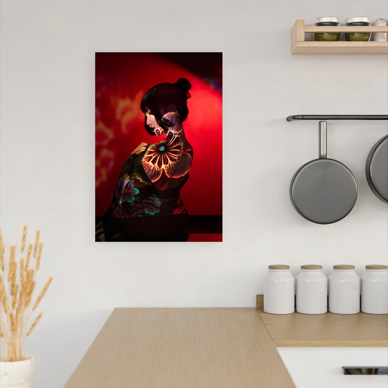 Kimono, femme, coloré, élégant, éthéré, portrait, art mural, H 18 po x l 12 po