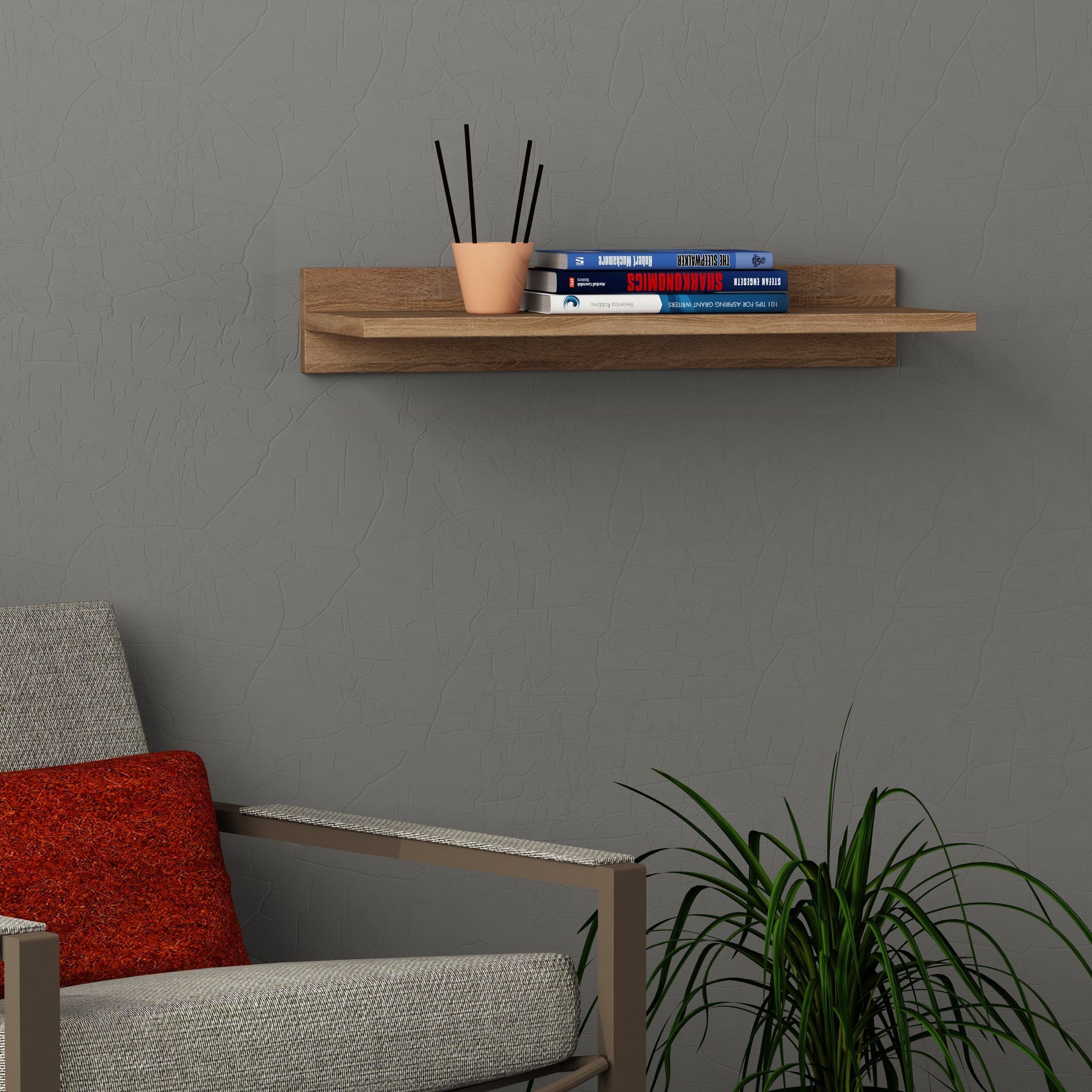 Floating Wall 2 Shelves, Oak Minimalist Ledge Shelf for Home, Easy to  Instal Display Shelves, Office Decor 