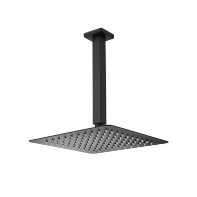 High Rain Shower Head - 304 Stainless Steel Thin Waterfall With Self Nozzles, Matte Black, Full Body Covering, Compatible American Standard And Universal Arms Rainfall Shower, Arm Connections