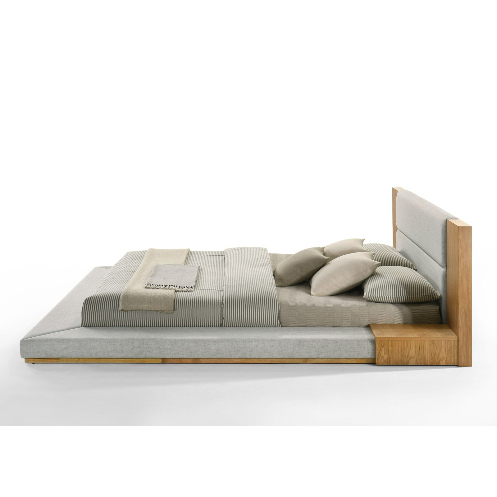Amalie Upholstered Storage Bed, King, Natural Oak