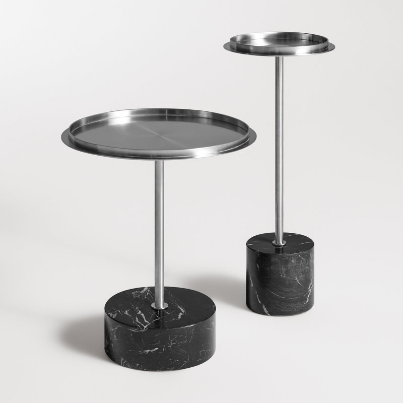 Chit Chat Marble Pedestal End Table, Putty, Cherry