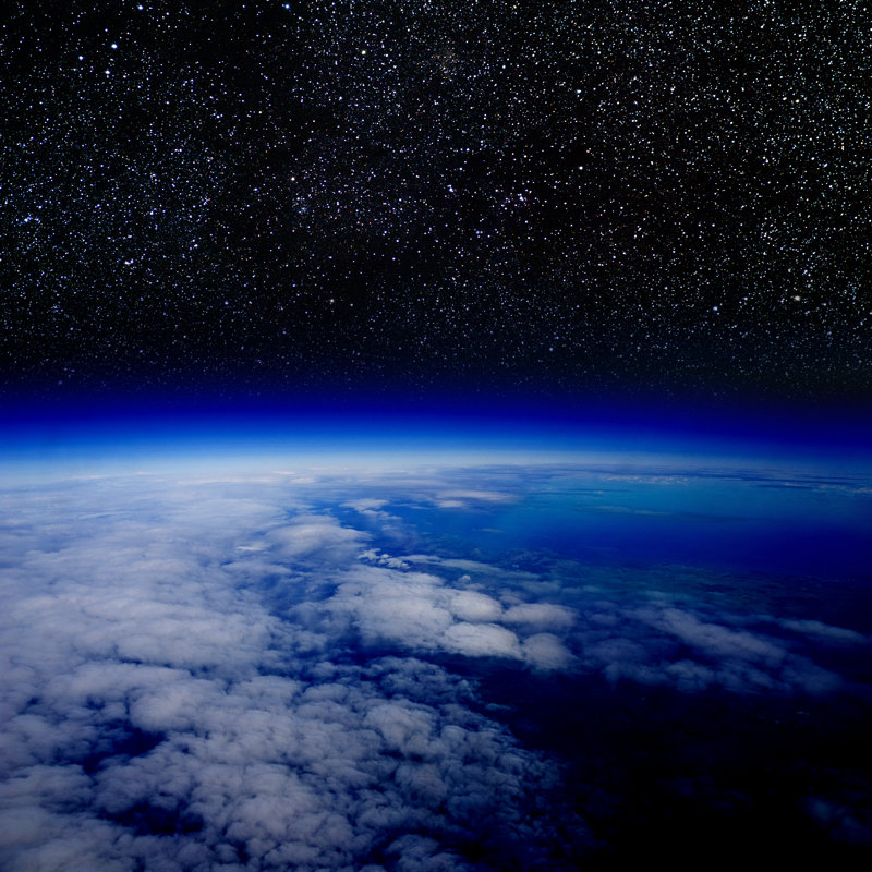 High Altitude View Of Stars Above The Earth. by MarcelC - Wrapped Canvas Print, 30cm H x 30cm W x 3.8cm D
