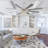 Clercq 72" Extra Large Ceiling Fan with Lights Farmhouse Caged Ceiling Fan with Remote, Distressed White Reversible Ceiling Fan-133350304