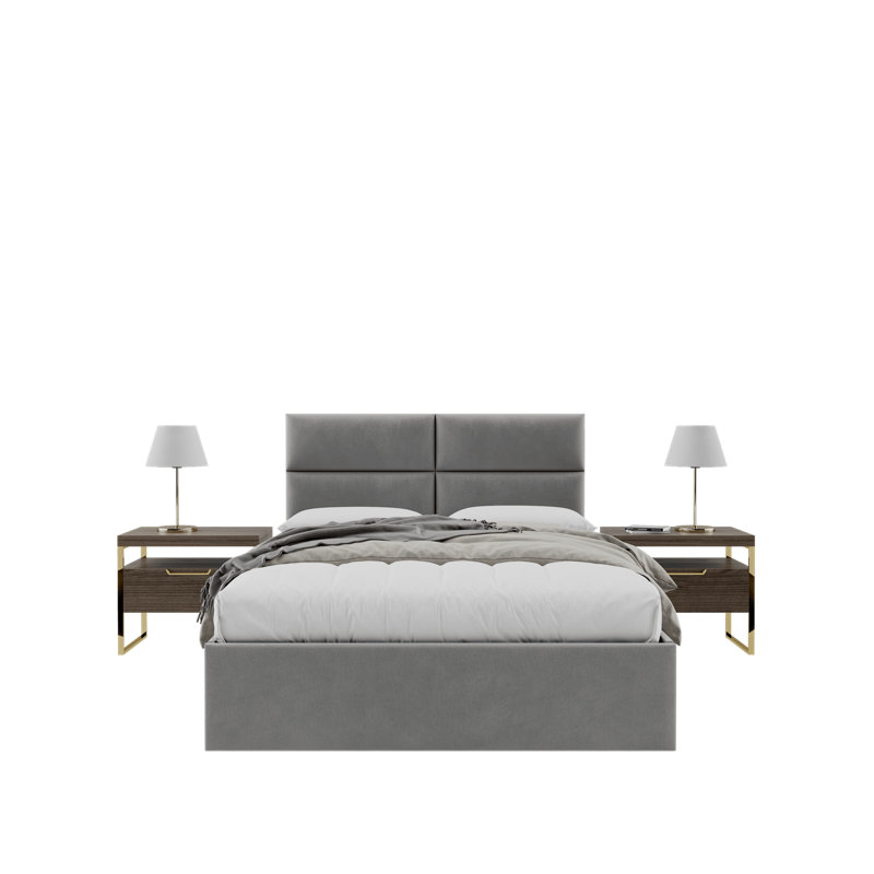 Sapan Upholstered Headboard, Queen, Velvet Micro Fiber Smoke Gray