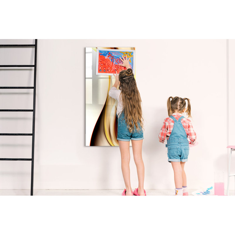Magnetic Memo Board Whiteboard - 60 x 120 cm - With Marker and Magnets - Gold wave abstraction