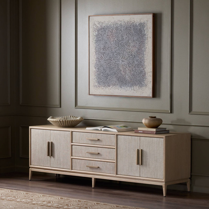 Rosenell Media Console-Oak Solid, Natural
