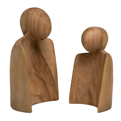 Wisdom 2 Piece Hand Carved Mindi Wood Sculpture Set