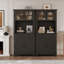 Armoire de cuisine de 72 po de hauteur, armoire-bar avec support pour micro-ondes, table basse de style campagnard, armoire avec portes en verre pour la salle à manger