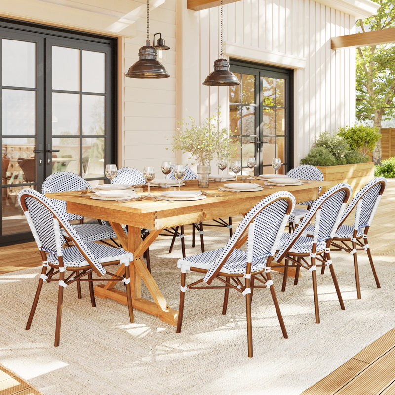 Chaise de bistro empilable toutes saisons Martha Stewart Lily Pond, Bleu / brun
