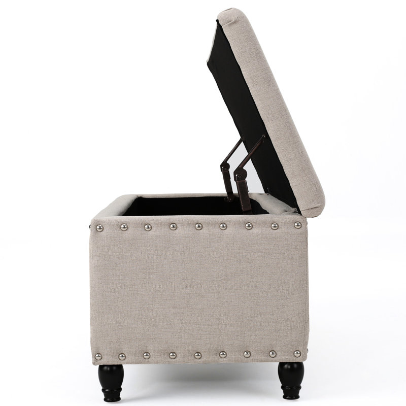 Fabric Storage Ottoman Bench in Wheat Color - Stylish Seating with Hidden Compartment, Wheat