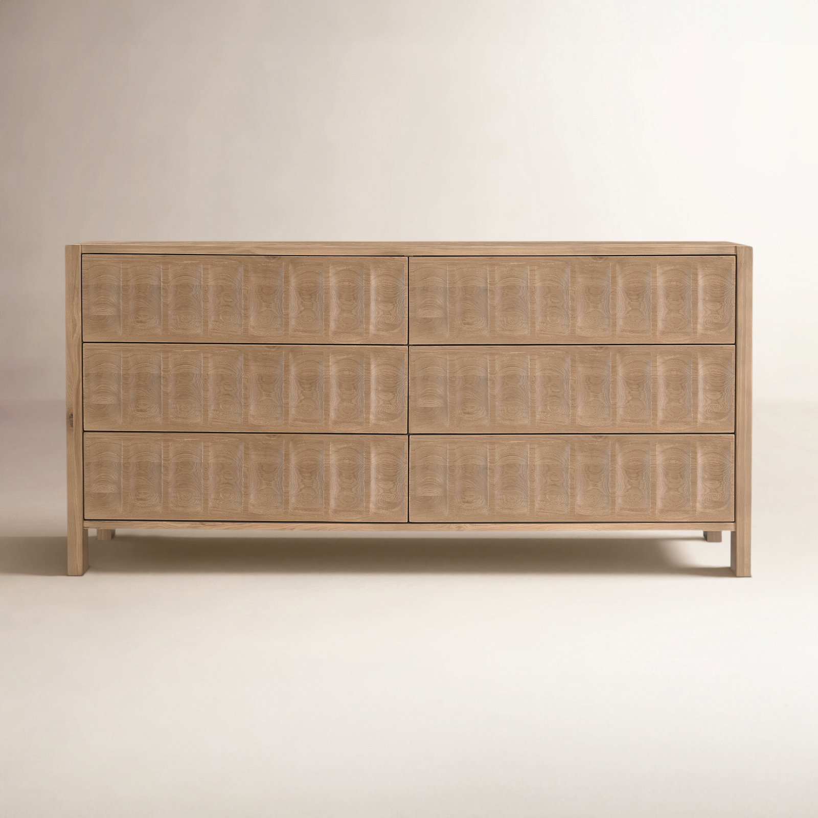 70" Oak 6-Drawer Dresser, Natural