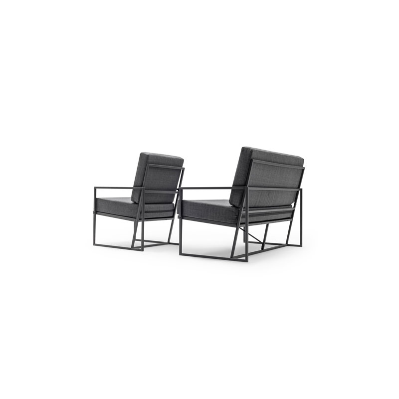 Anibella 124cm Wide Metal Loveseat with Cushions, Grey