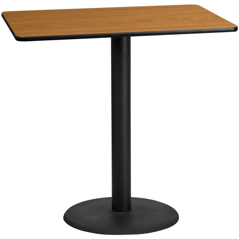 Rectangular Laminate Dining Table Top with Round Base, 43.12" H x 48" W x 30" D, Natural