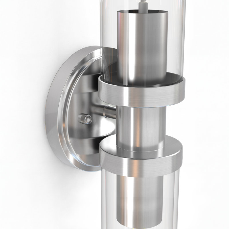 Lampe murale cylindrique 2 têtes Barbell, Nickel brossé