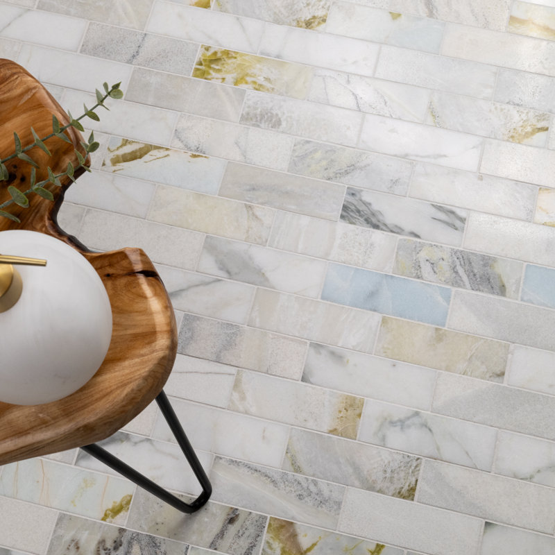 Skylore x 12 in. x 12 in. Polished Marble Mosaic Floor and Wall Tile