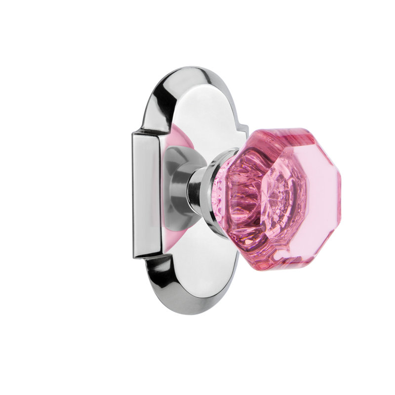 Cottage Plate with Waldorf Pink Door Knob, Bright Chrome
