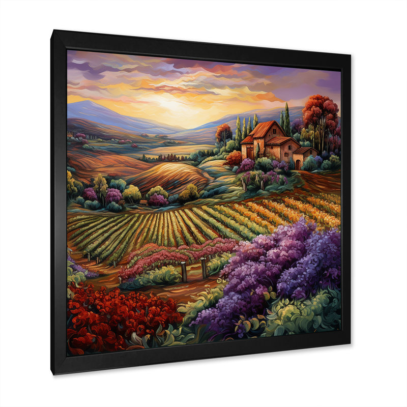 Vineyard Charm Vivid, impression sur toile, H 36 po x l 36 po x P 1,5 po, Cadre simple noir