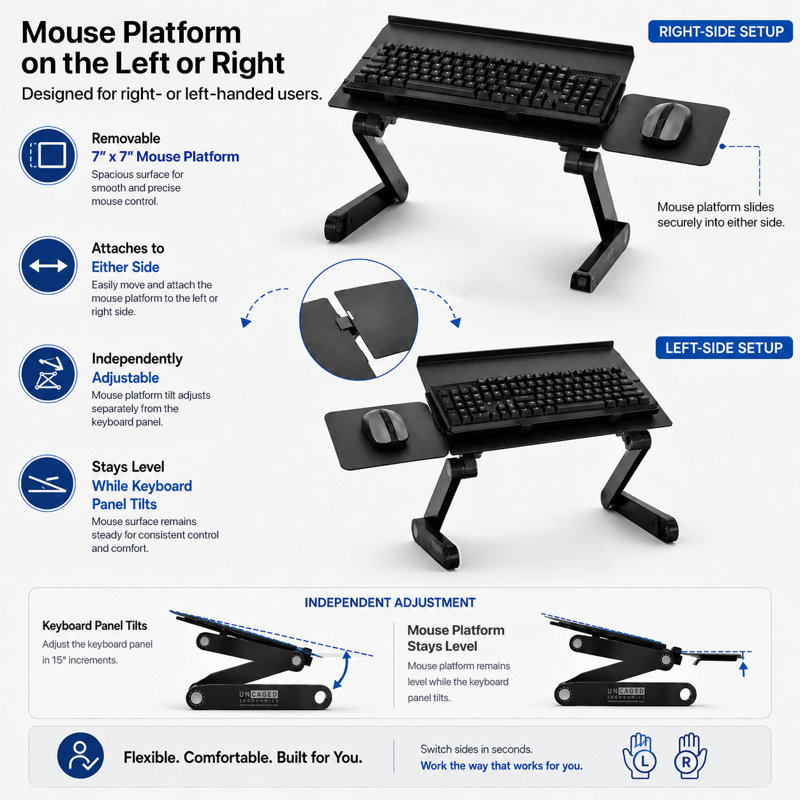 WorkEZ Adjustable Keyboard Stand - On-Desk Keyboard and Mouse Riser for Standing Work , Black