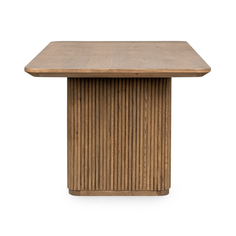 Vander 84" Wood Dining Table In Oak Cream Finish, Tawny Brown