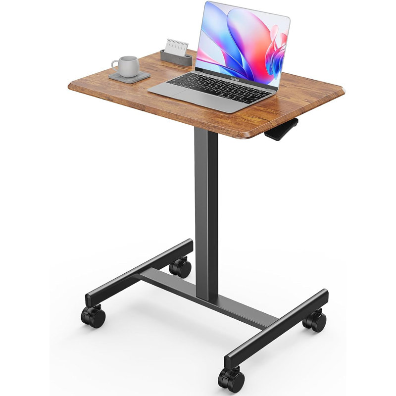 Chariot pour ordinateur portable avec roulettes H 28,5 po x l 22,5 po, Brun rouille