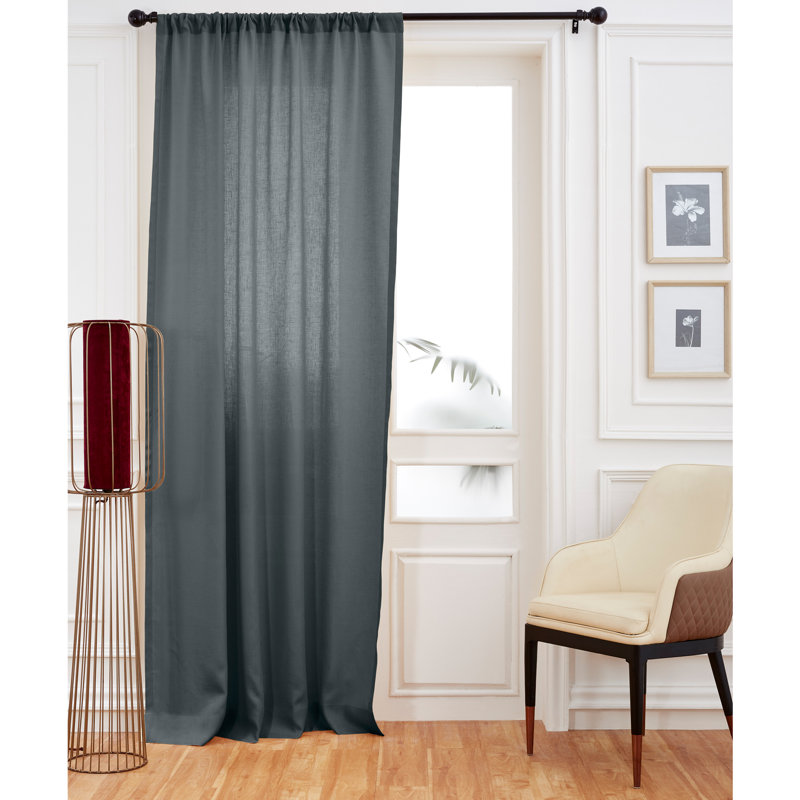 Linen Curtain with Rod Pocket, 52" W x 108" L, Lava Smoke