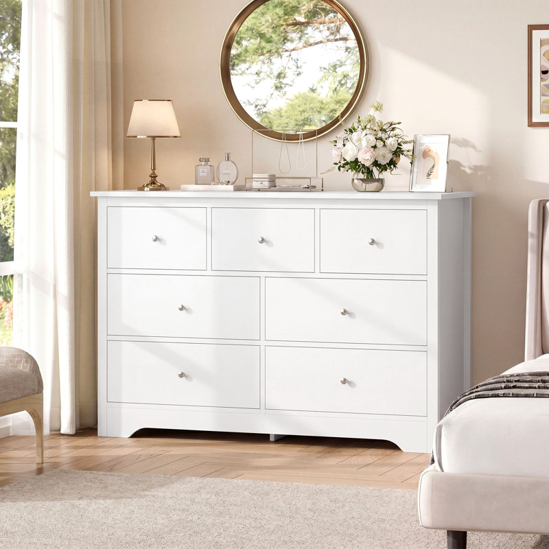 Ariee 47.2" W 7 - Drawer Double Dresser, White