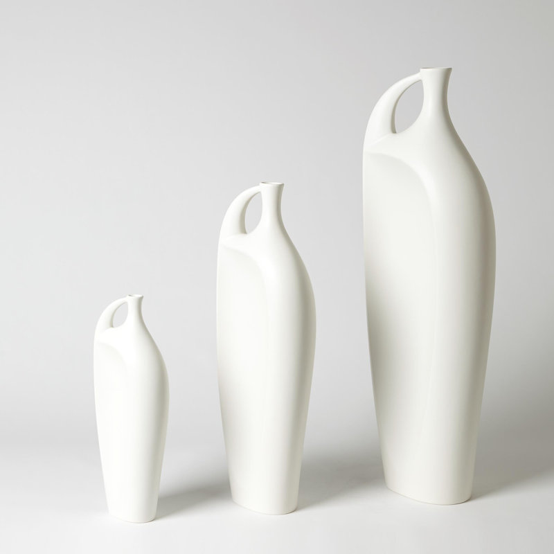 Indentation Vase-Matte White, 28" H x 6" W x 10" D
