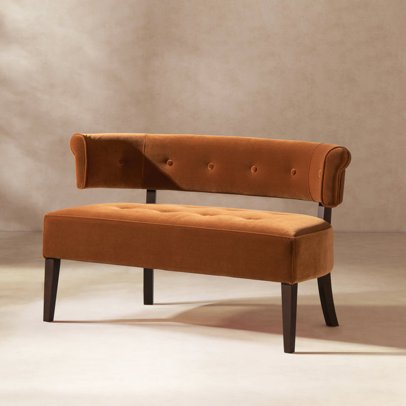 Ilithya 51'' Velvet Settee, Orange