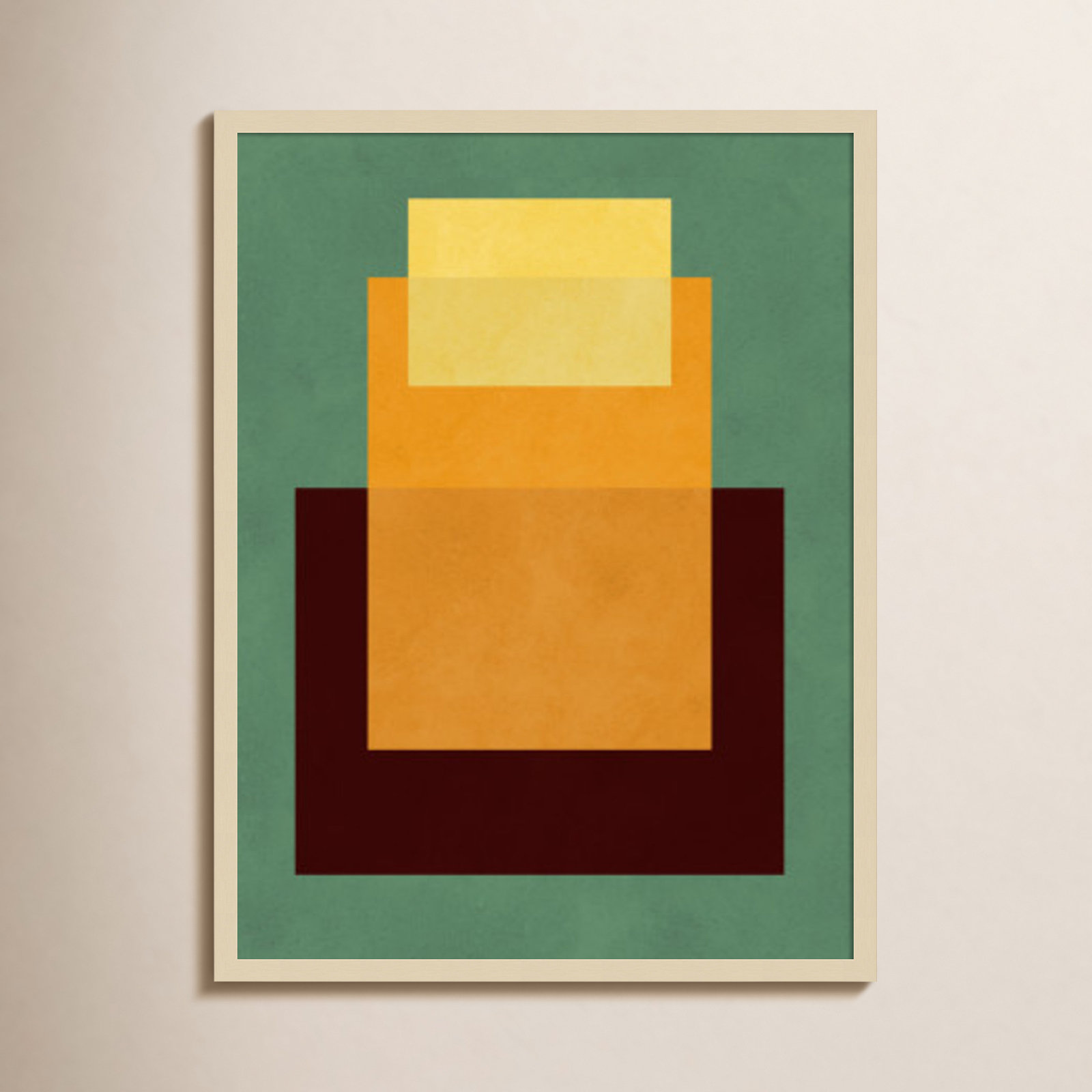 Overlapping Geometry 10 Print, 33" H x 25" W, Green/Orange, Brown