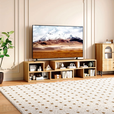 Modular Freestyle TV Stand, Light Wood Adjustable Media Console with Open Storage Compartments, Modern Minimalist Entertainment Center, Free-Combination TV Cabinet, for Living Room, Bedroom, Apartment