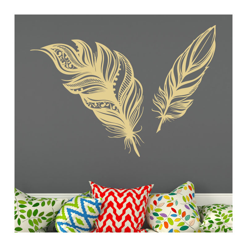 Adhésif décoratif plumes, H 22 po x l 31 po, Crème