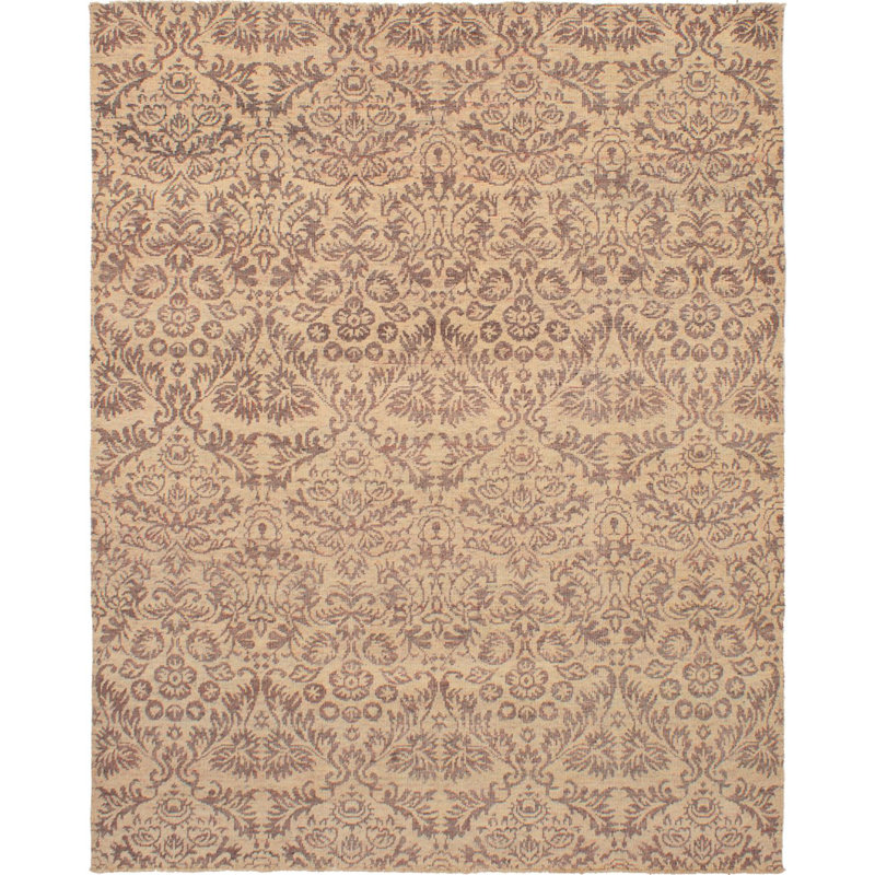Tapis unique en laine noué à la main style Oushak beige de 7 pi 9 po x 9 pi 7 po Finie