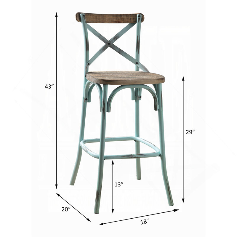 Chaise de bar en métal antique, Bleu ciel