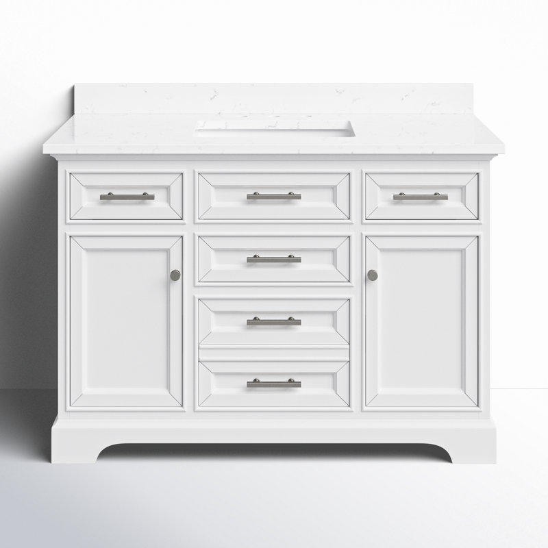 Thompson 48" W Single Vanity, White/Brushed Nickel