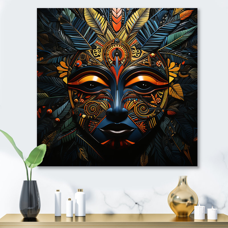 Jungle Mask Serengeti Spirits - Art mural en métal Jungle, H 29 po x l 29 po