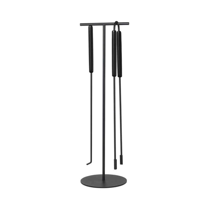 ASHI 3 Piece Fireplace Tool Set, Black