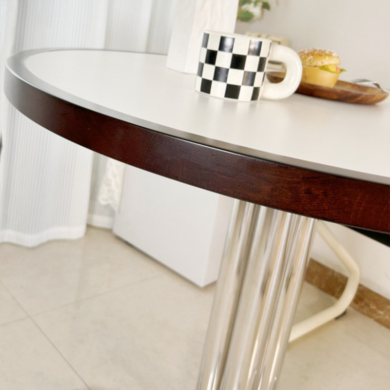 White&Silver Round Sintered Stone Dining table