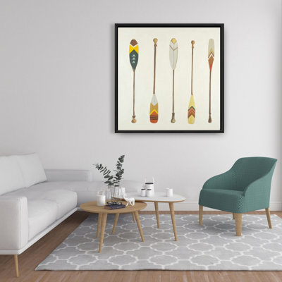 Canoe Paddles - toile encadrée beige «Man Cave Home Decor»