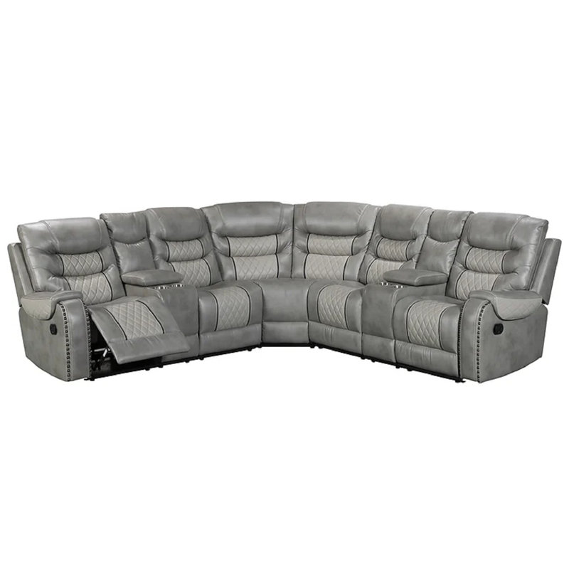 Canapé modulaire inclinable électrique moderne, Similicuir gris