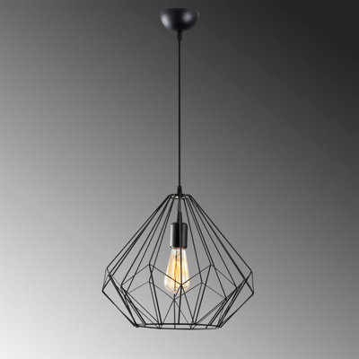 Elegant Black Chandelier with Adjustable Height, 14.6 in Diameter x 50.8 in Height | Durable Iron Body, E27 Socket (Max 40W) | Modern Lighting Fixture for Dining Room, Living Room & Entryway, IP20 Rated
