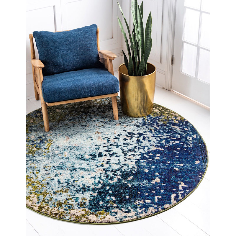 Rizer Washable Abstract Indoor Rug, Round 8'