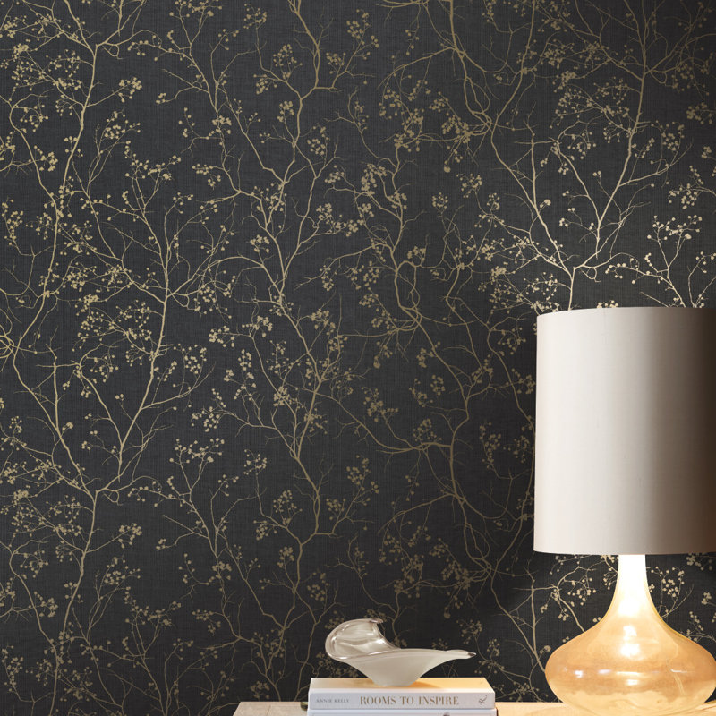 Double rouleau floral Swanson, Noir / or
