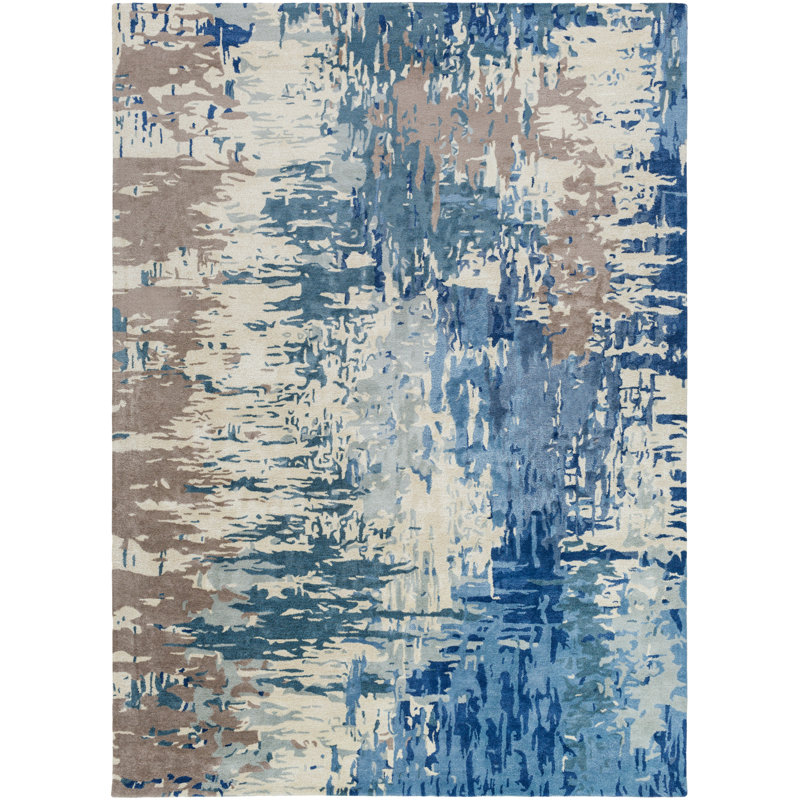 Tapis bleu foncé touffeté à la main Ratcliff, Rectangle 8 pi x 11 pi