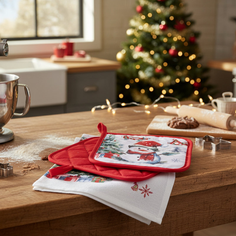 5 Piece Kitchen Set Snowman with Tree