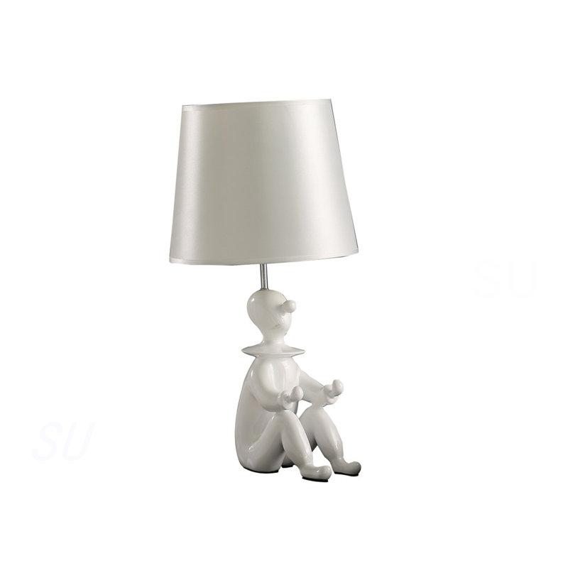 Lampe de table moderne 21,25 po en résine, Blanc, Blanc