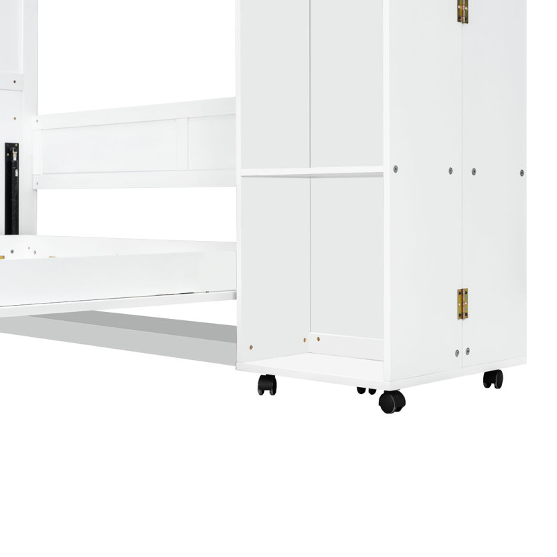 Grand lit, couleur blanche, fabrication avec une limite de poids élevée, portes de rangement latérales pour lit d'invité, système hydraulique facile à plier, petite pièce idéale