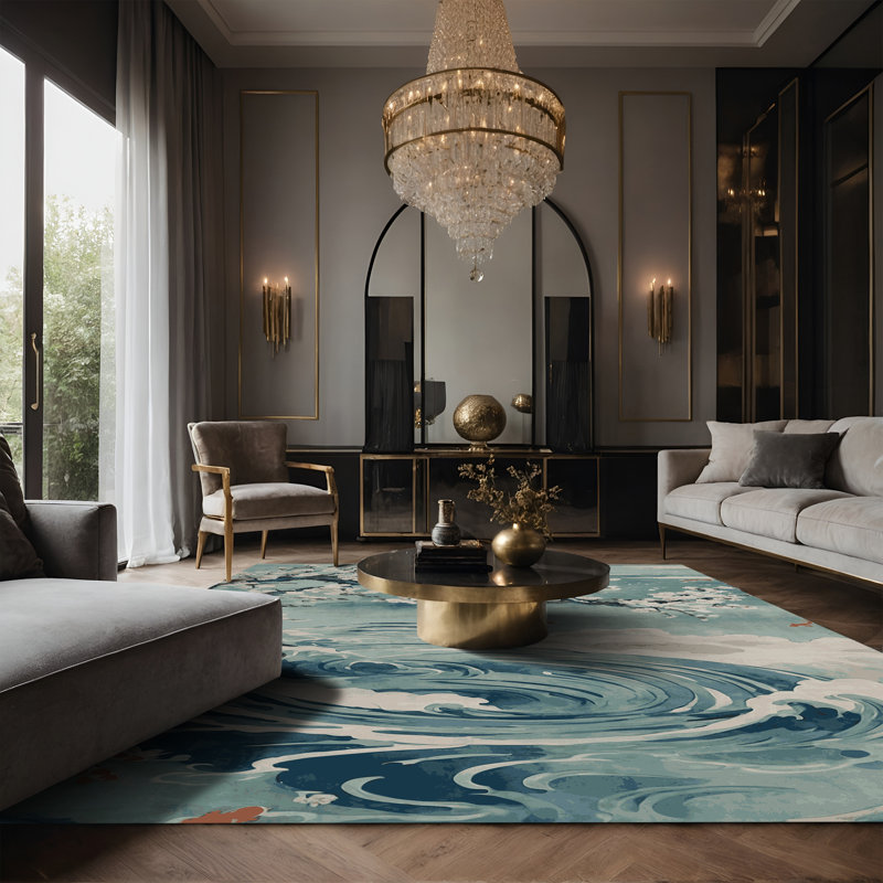 Tapis gris soyeux et moelleux, Rectangle 7 pi x 9 pi