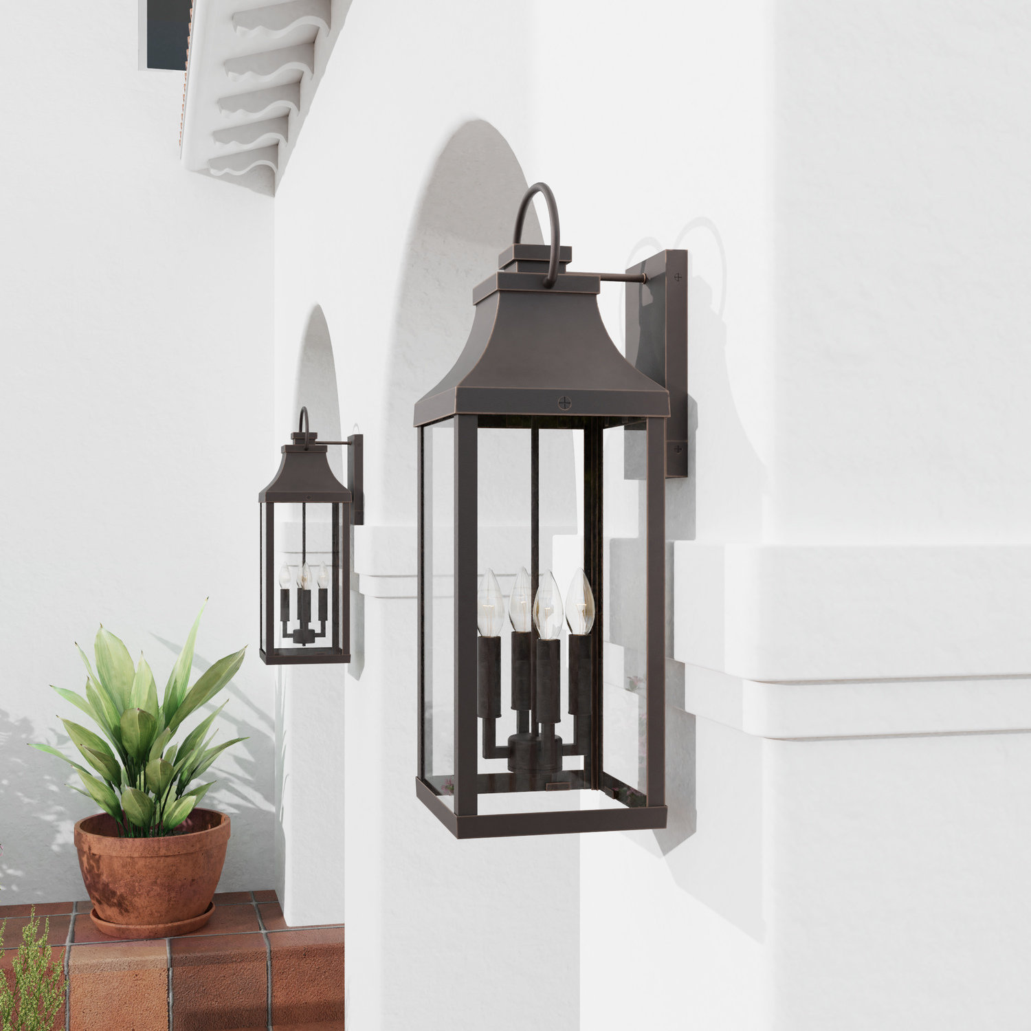 Caden 4 Light Outdoor Wall Light, Oiled Bronze