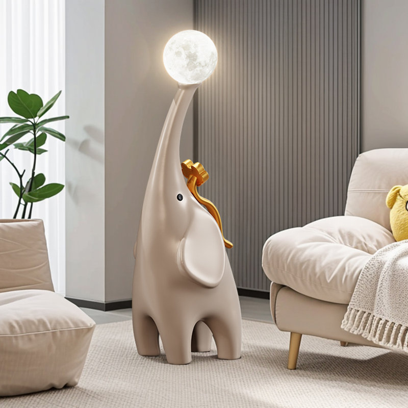 Lampe sur pied simple en résine moderne, Brun